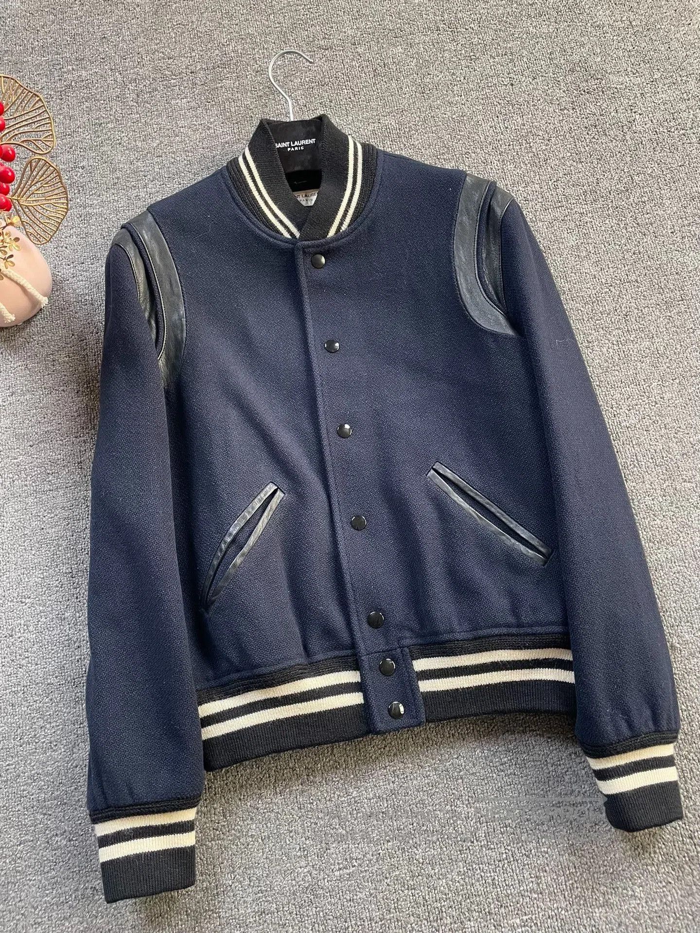 Saint Laurent Paris Saint Laurent 14FW Navy Varsity Jacket. Size US S / EU 44-46 / 1 - 3 Thumbnail