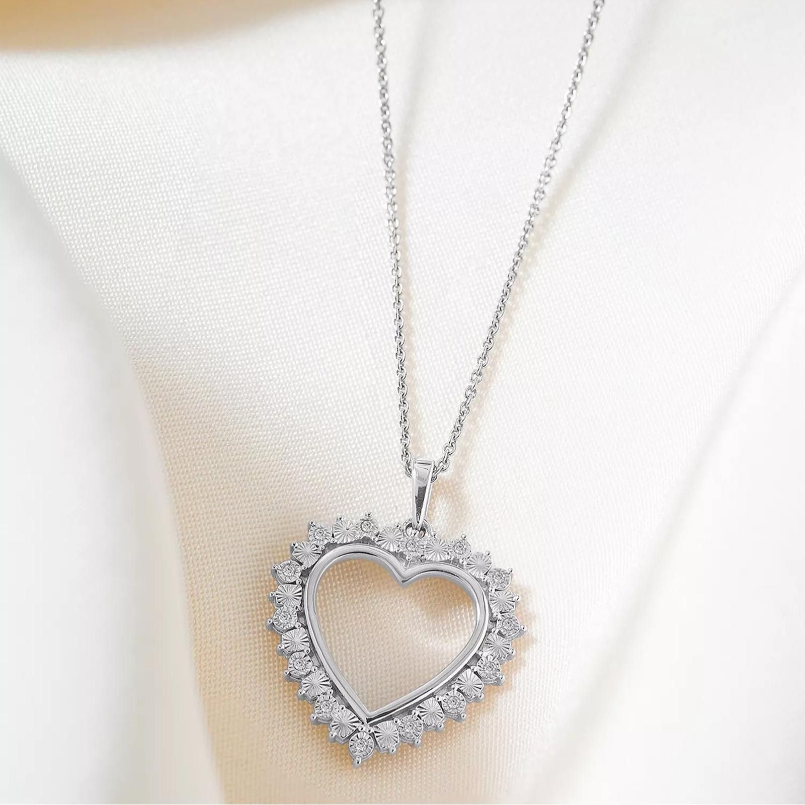 Macys Macy’s Diamond Heart Pendant Necklace – Sterling Silver Size ONE SIZE - 2 Thumbnail