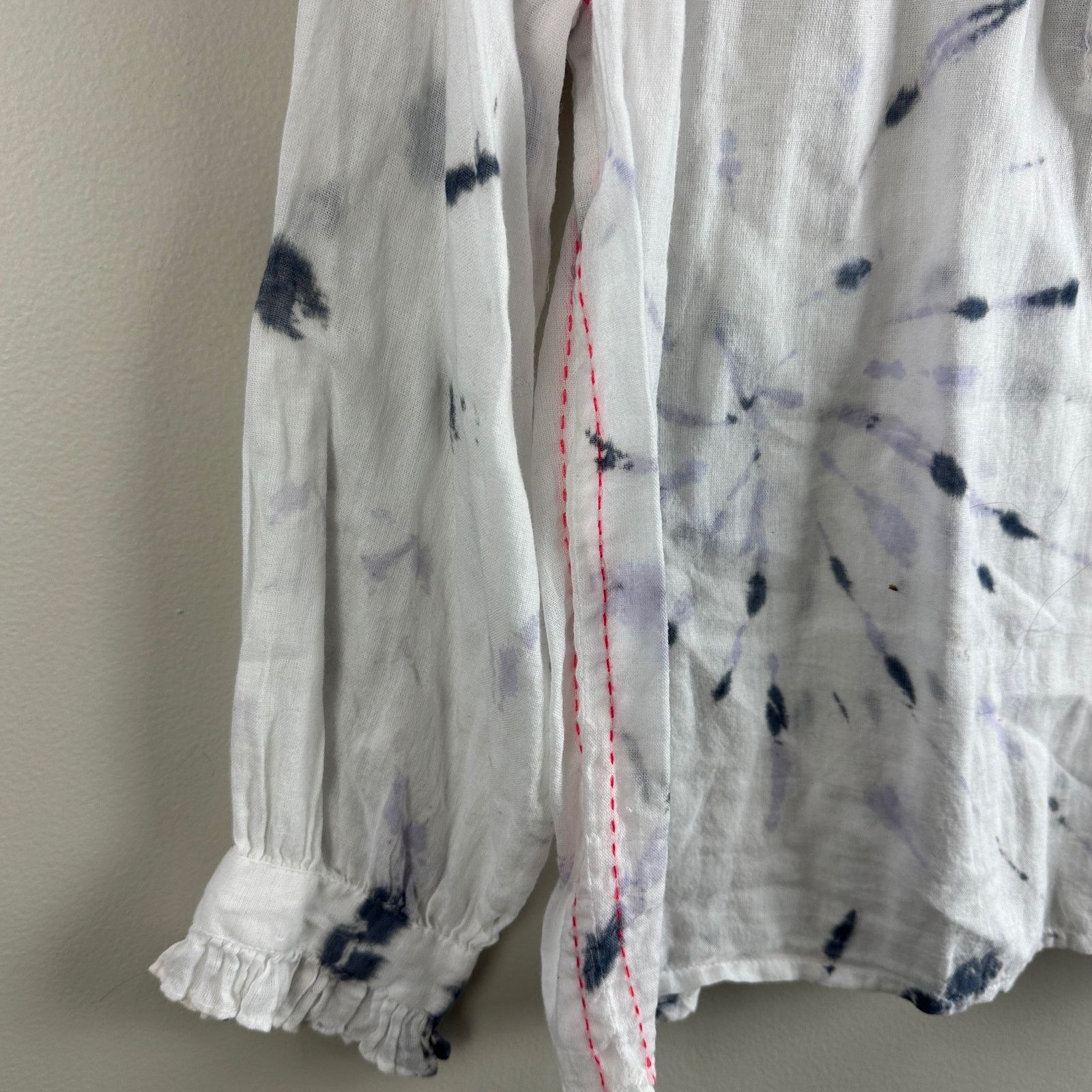 Sundry Sundry Tie Dye Ruffle Button Popover Top Shirt Blouse 0 XS Size XS / US 0-2 / IT 36-38 - 5 Thumbnail