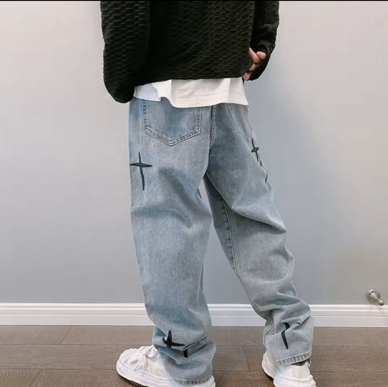 Other Blue Jeans With Black Stars Stiched Size US 36 / EU 52 - 2 Thumbnail