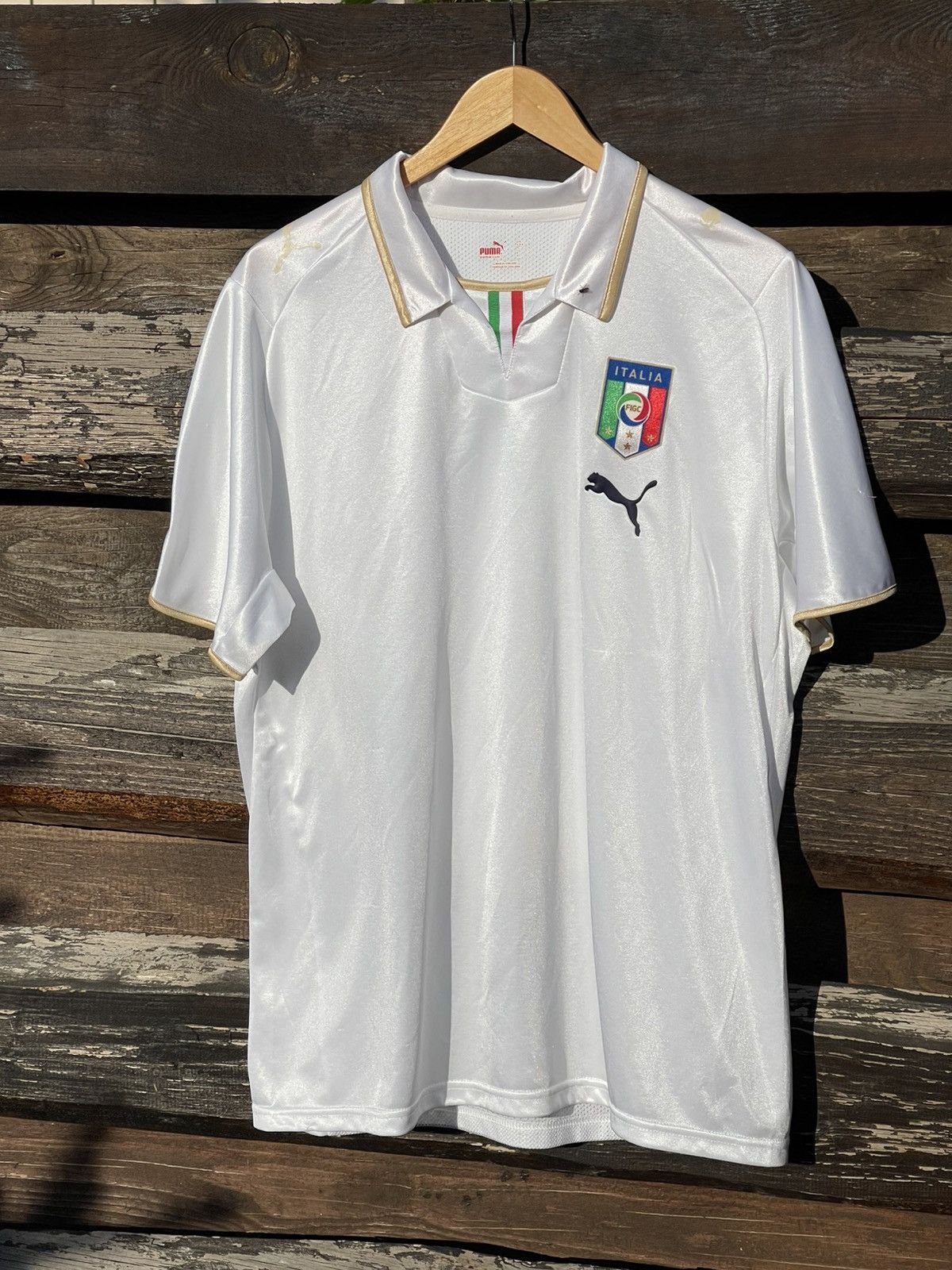 Puma 2008 Puma Italy Vintage soccer jersey white/gold Size US L / EU 52-54 / 3 - 2 Thumbnail