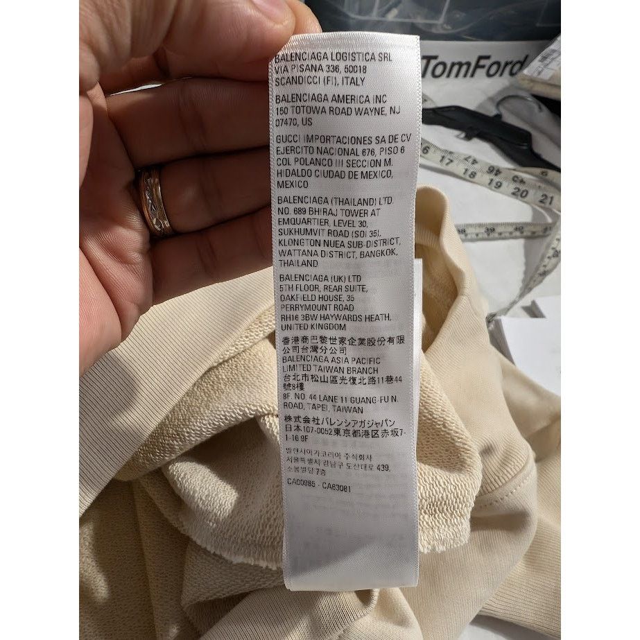 Balenciaga o1rshd1 Hoodie Embroider Pol Bouclette in Cream/Black/Blue Size US S / EU 44-46 / 1 - 17 Thumbnail