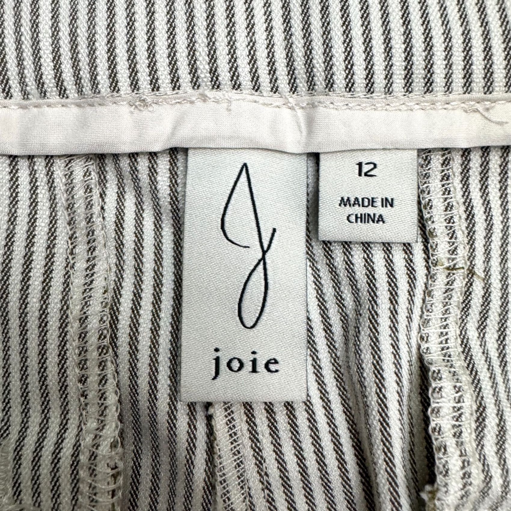 Joie Joie Pinstriped Slim Straight Trouser Pants Women 12 White Gray High Rise Career Size 34" / US 12 / IT 48 - 7 Thumbnail