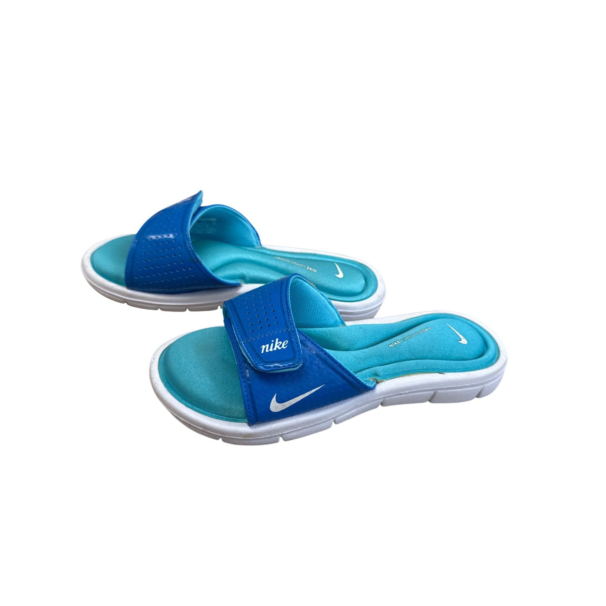 Nike Nike Womens Blue/Green Slide-On Sandals Shoes Size 6 SKU 828 Size US 6 / IT 36 - 3 Thumbnail