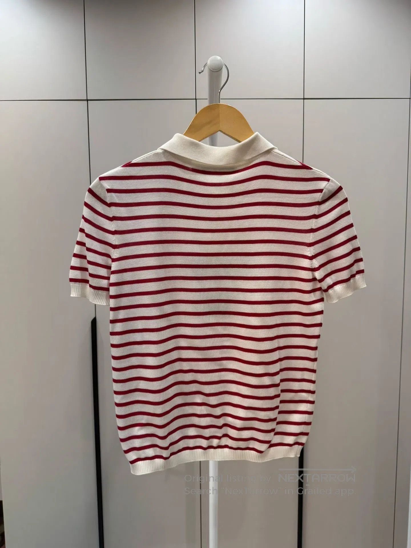 Dior Dior Red and White Stripe Slogan Knit Polo| Size XXS / US 00 / IT 34 - 2 Thumbnail