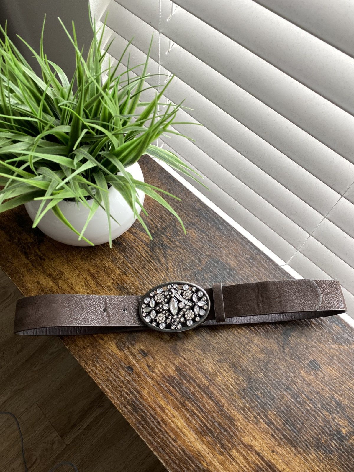 Other Y2K Brown Crystal Buckle Belt Size ONE SIZE - 1 Thumbnail