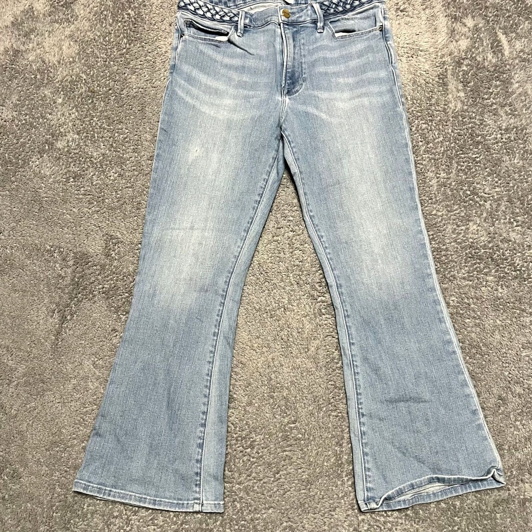 Frame FRAME Jeans Le Crop Mini Boot Blue Braid Waist Womens 30 30x25.5 Regular Blue Bootcut Girls? Size 30" / US 8 / IT 44 - 2 Thumbnail