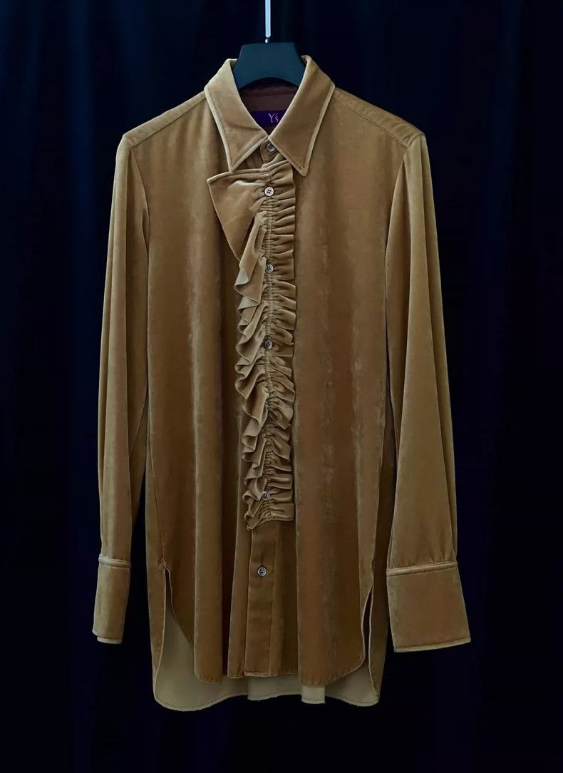 Yohji Yamamoto Yohji Yamamoto size 1 Auricular-pleated velvet shirt 2506- Size S / US 4 / IT 40 - 3 Thumbnail