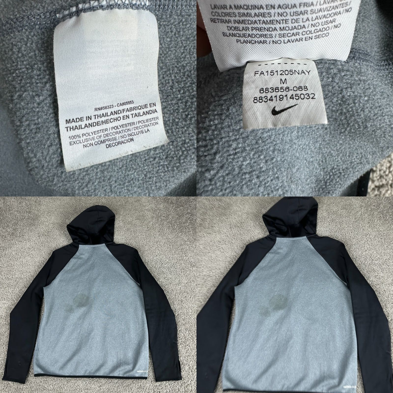 Nike Nike Jacket Women M Gray Black Therma Fit Fleece Full Zip Hooded Logo Mid-Length Windbreaker Winter Fall Size M / US 6-8 / IT 42-44 - 8 Thumbnail