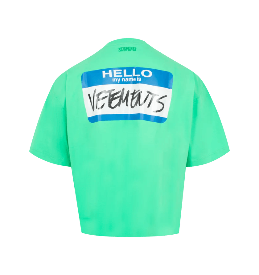 Vetements o1h1sh10525 My Name Label Cropped T-Shirt in Green Size US S / EU 44-46 / 1 - 2 Thumbnail