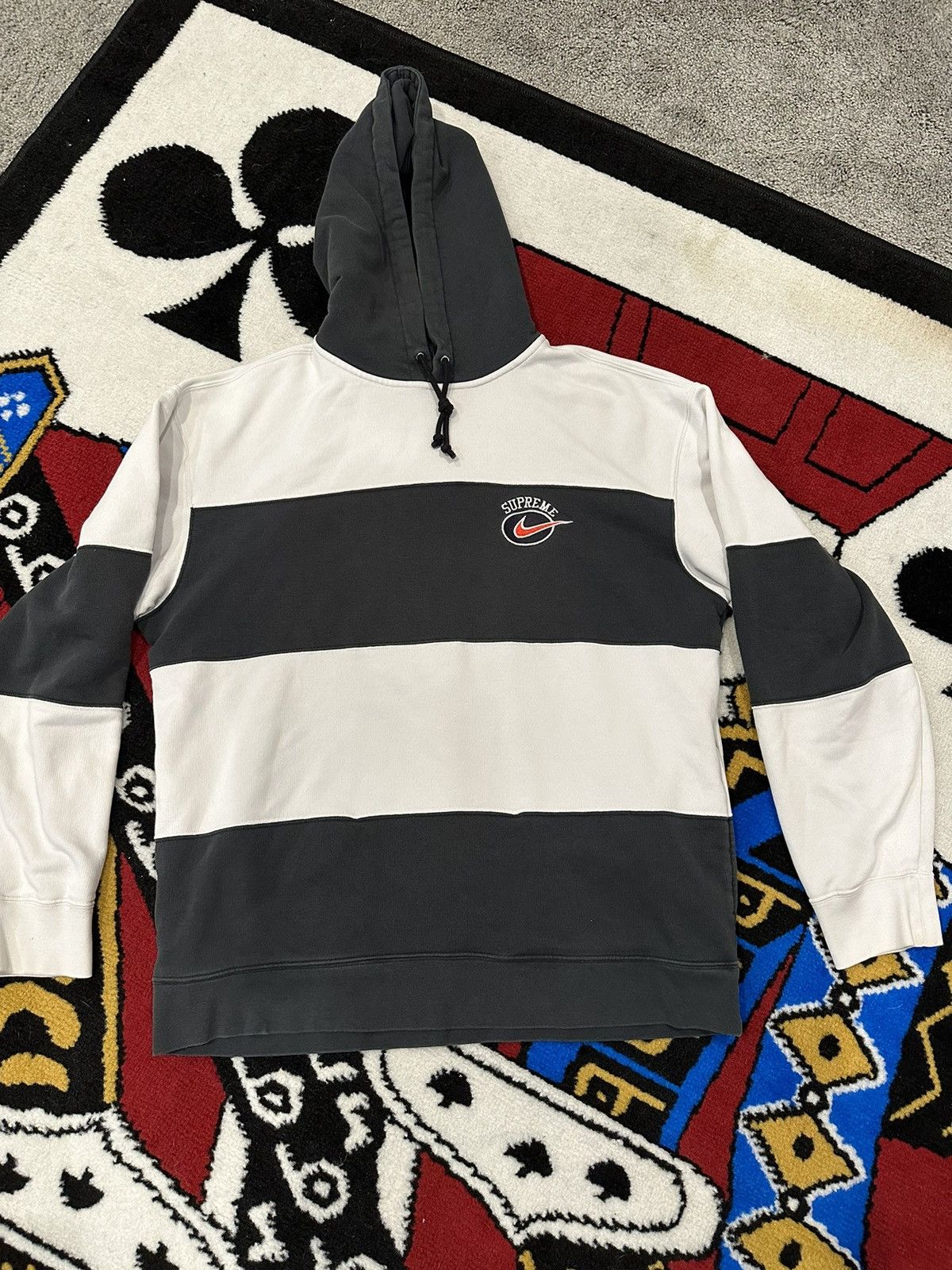 Supreme Supreme Nike stripe hooded sweatshirt | Grailed