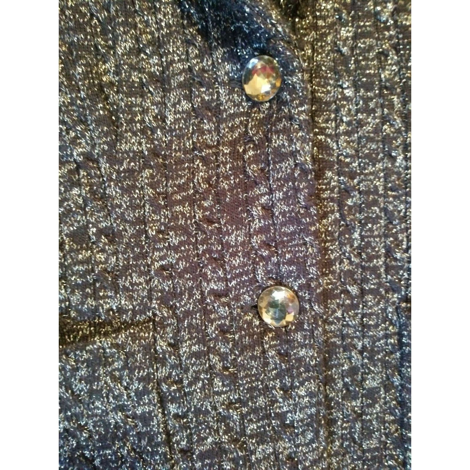 Designer Womens CACHE SWEATER Cardigan Sz L Brown Sparkle Button-up P Size L / US 10 / IT 46 - 6 Thumbnail