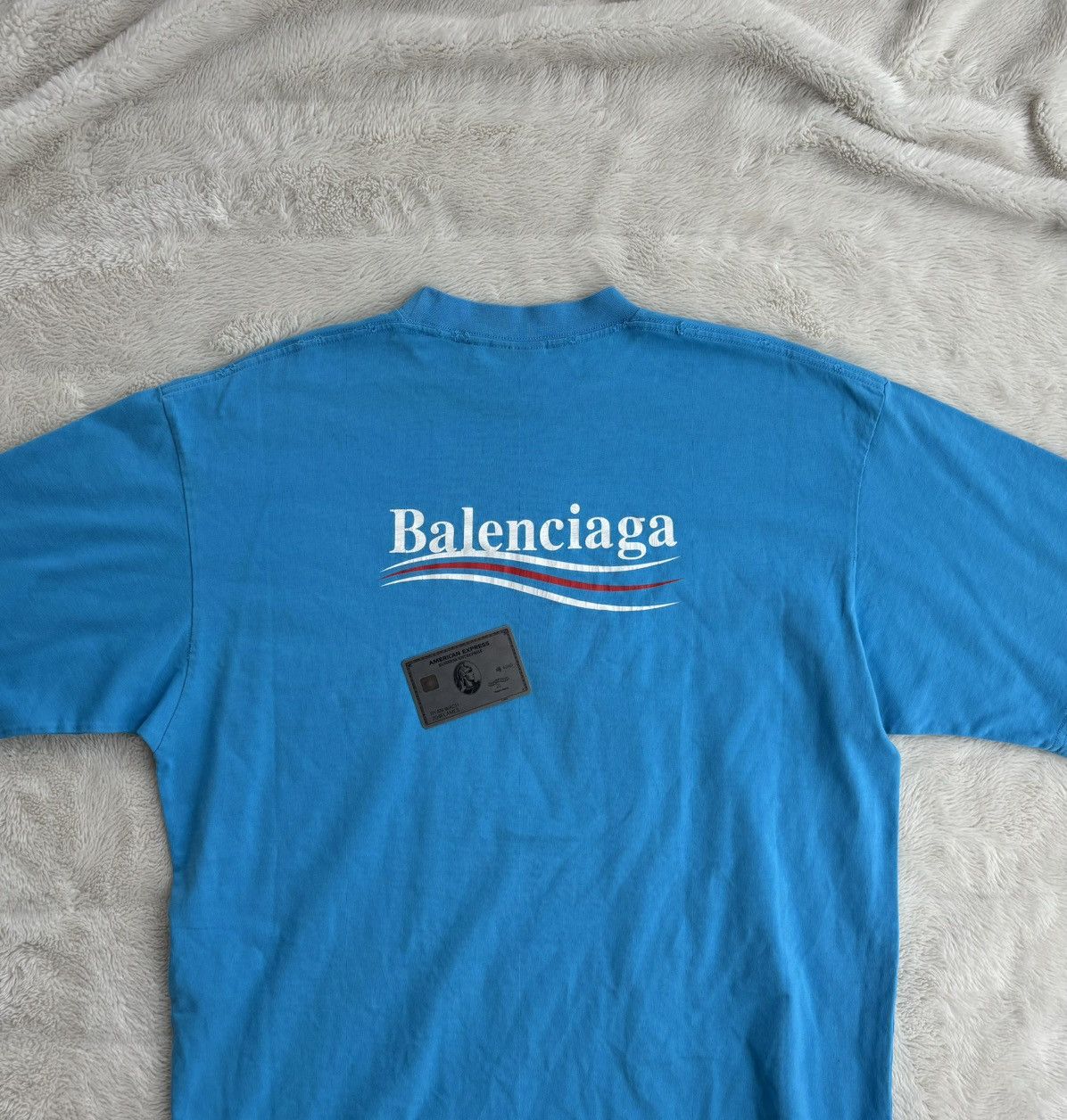 Balenciaga Balenciaga Blue Campaign Logo Tees Size US L / EU 52-54 / 3 - 3 Thumbnail