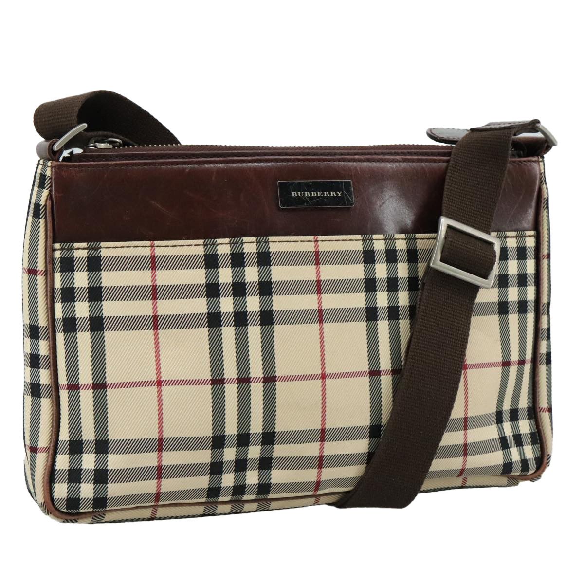 Burberry Nova Check Beige Canvas Shoulder Bag (Pre-Owned) Size ONE SIZE - 1 Thumbnail
