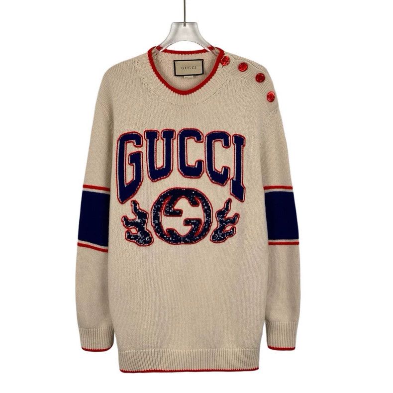 Gucci Gucci Logo Embroidered Wool Knit Sweater-dmc Size US S / EU 44-46 / 1 - 1 Thumbnail