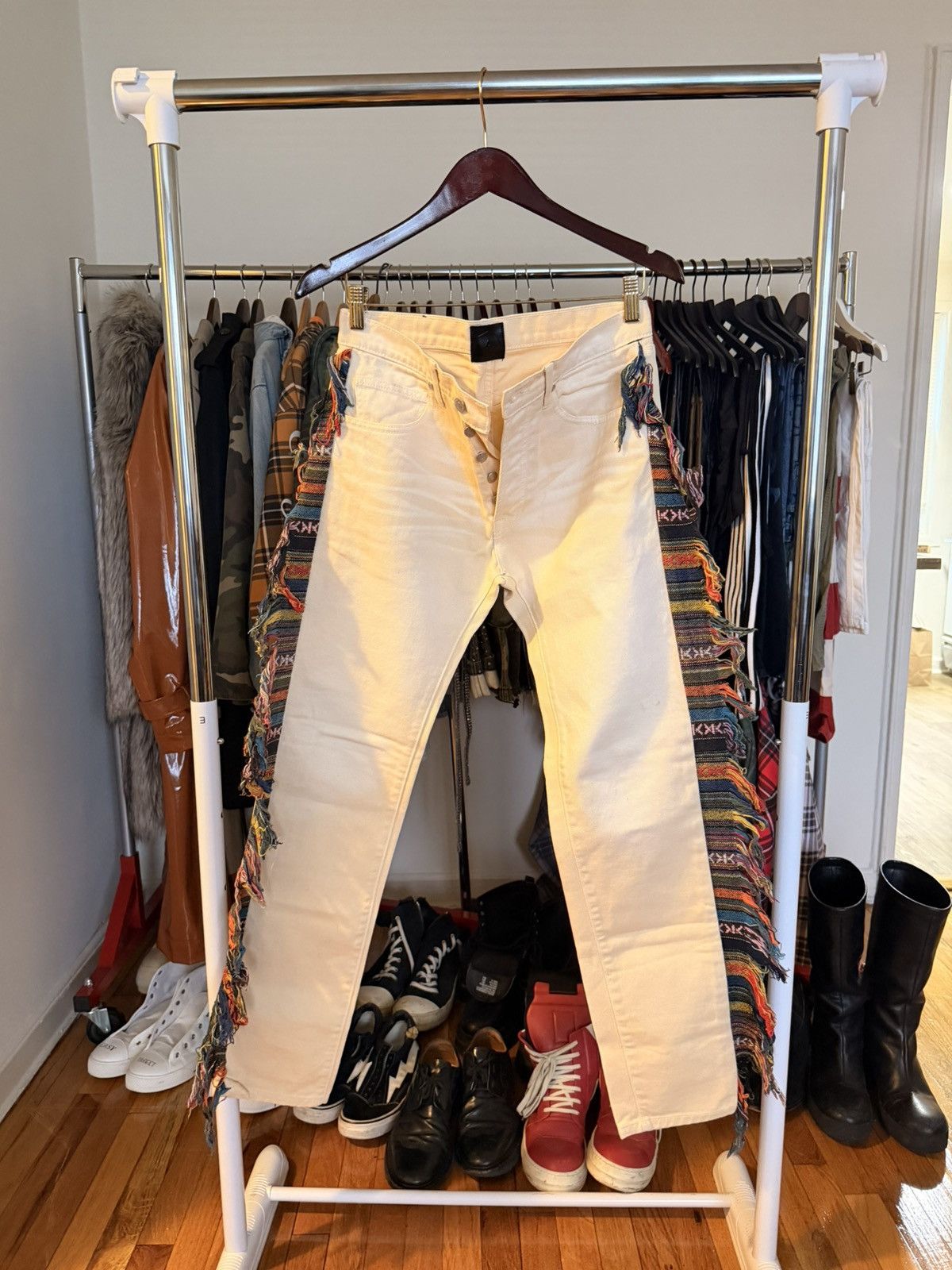 Alchemist Alchemist Beige Fringed Jeans Size US 29 - 6 Thumbnail