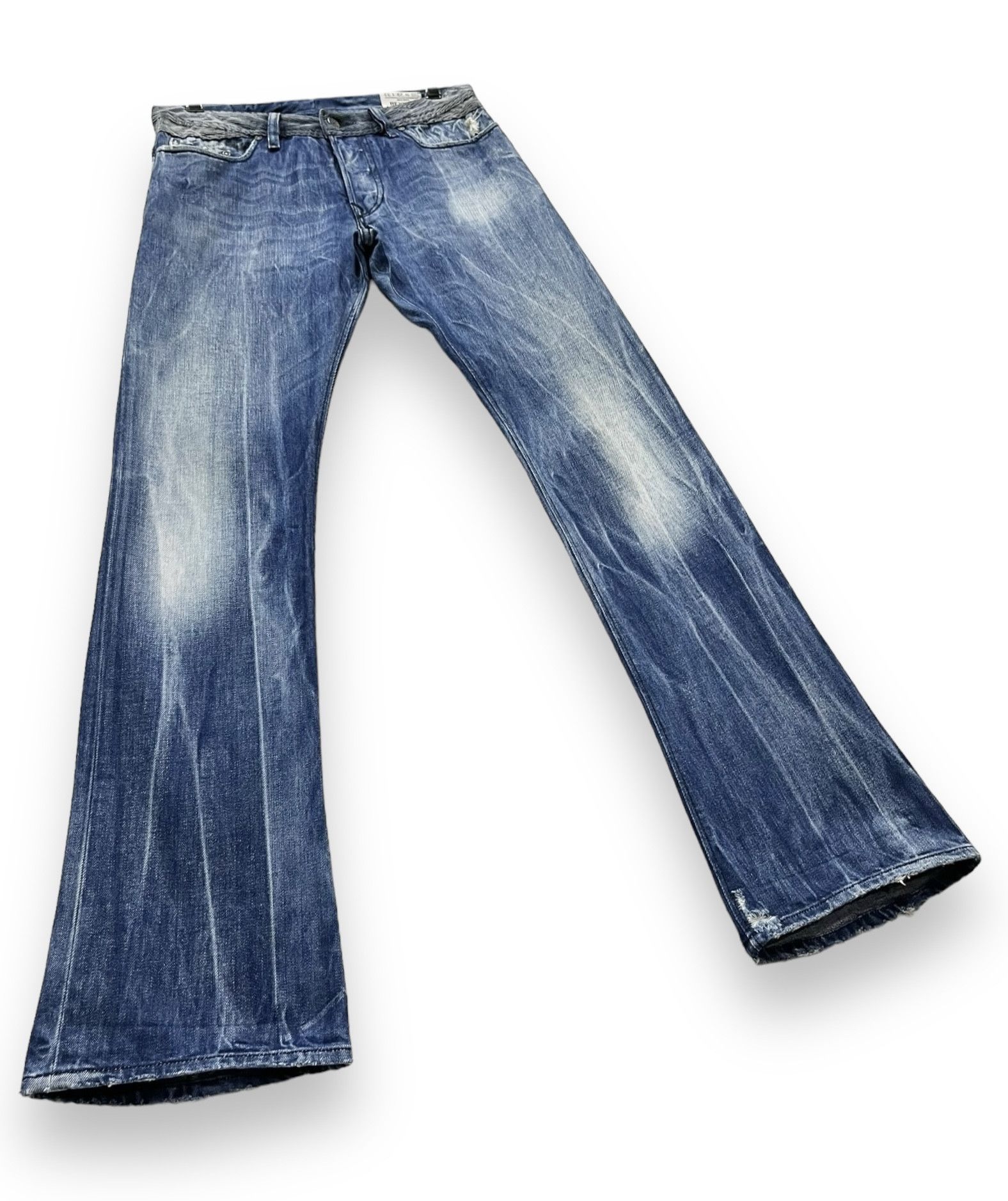 Diesel FYE🔥DIESEL REYHAN ACID WASH Distressed Denim FLARE Jeans Size US 30 / EU 46 - 6 Thumbnail