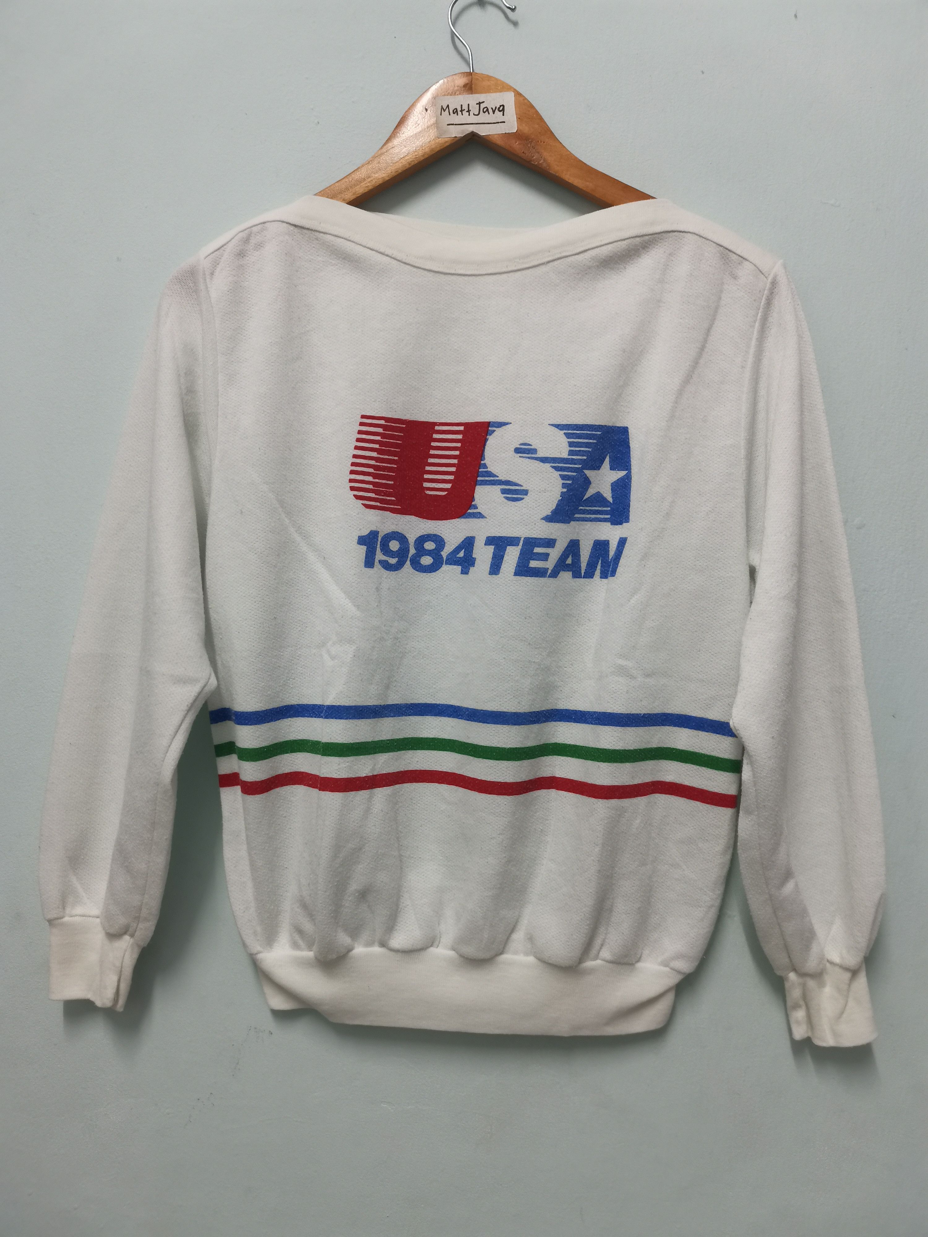 Image of Sports Specialties x USA Olympics Vintage Usa 1984 Team Olympic Sweatshirt in White (Size Small)