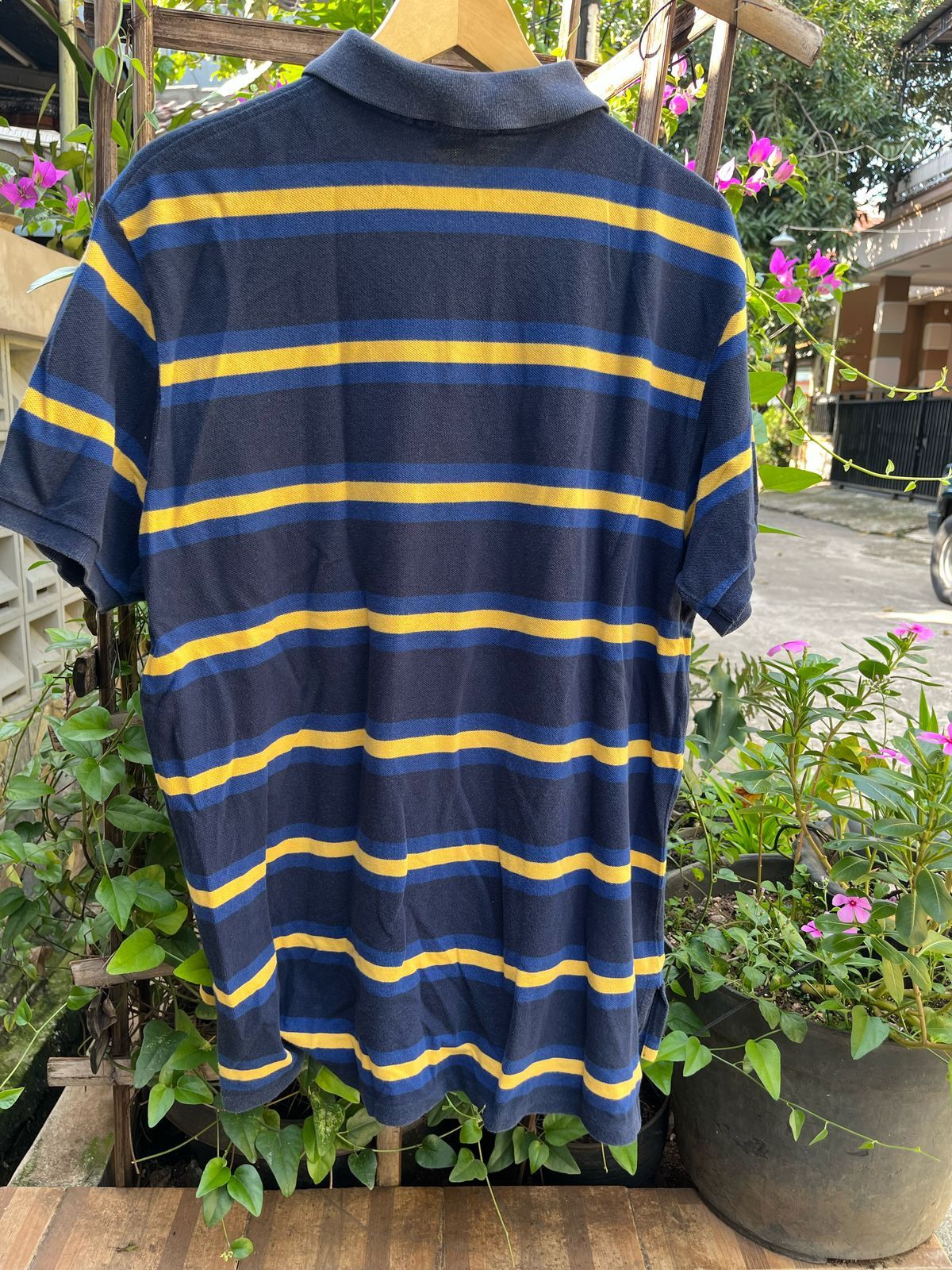 Polo Ralph Lauren × Vintage polo ralph lauren striped navy & yellow polo shirt Size US XL / EU 56 / 4 - 2 Thumbnail