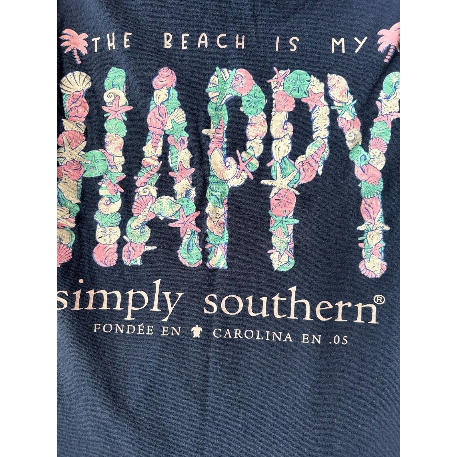 Other SIMPLY SOUTHERN "The Beach is my HAPPY" Navy Small T-shirt Size S / US 4 / IT 40 - 2 Thumbnail