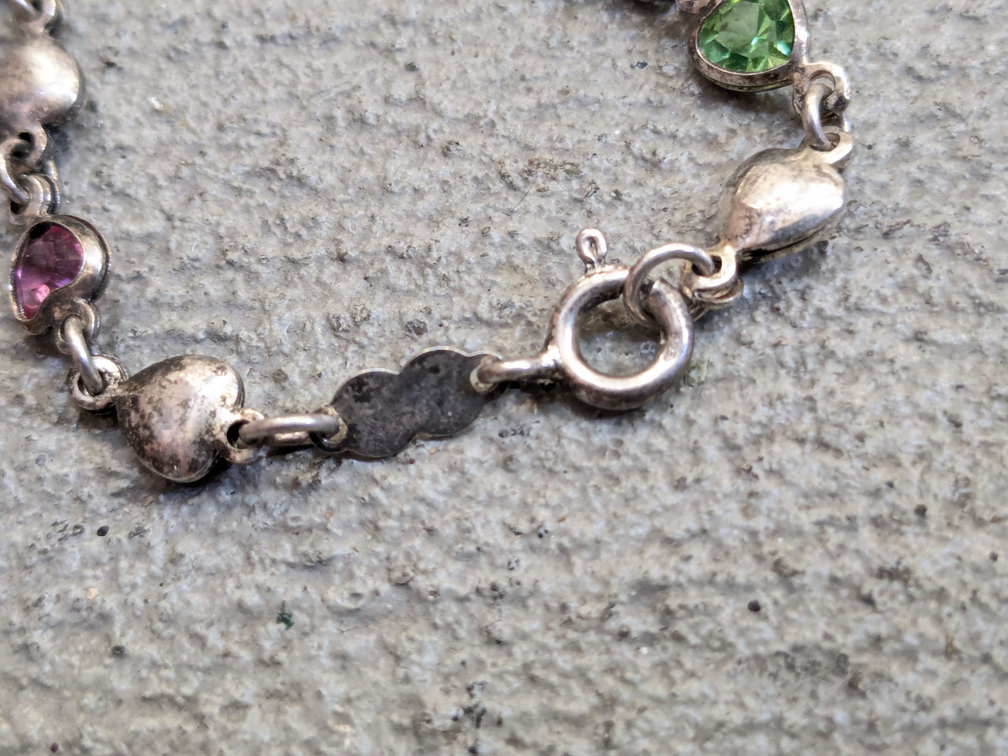 Jewelry Vintage Sterling Silver Bracelet Heart Rainbow Y2K Cute Size ONE SIZE - 12 Thumbnail