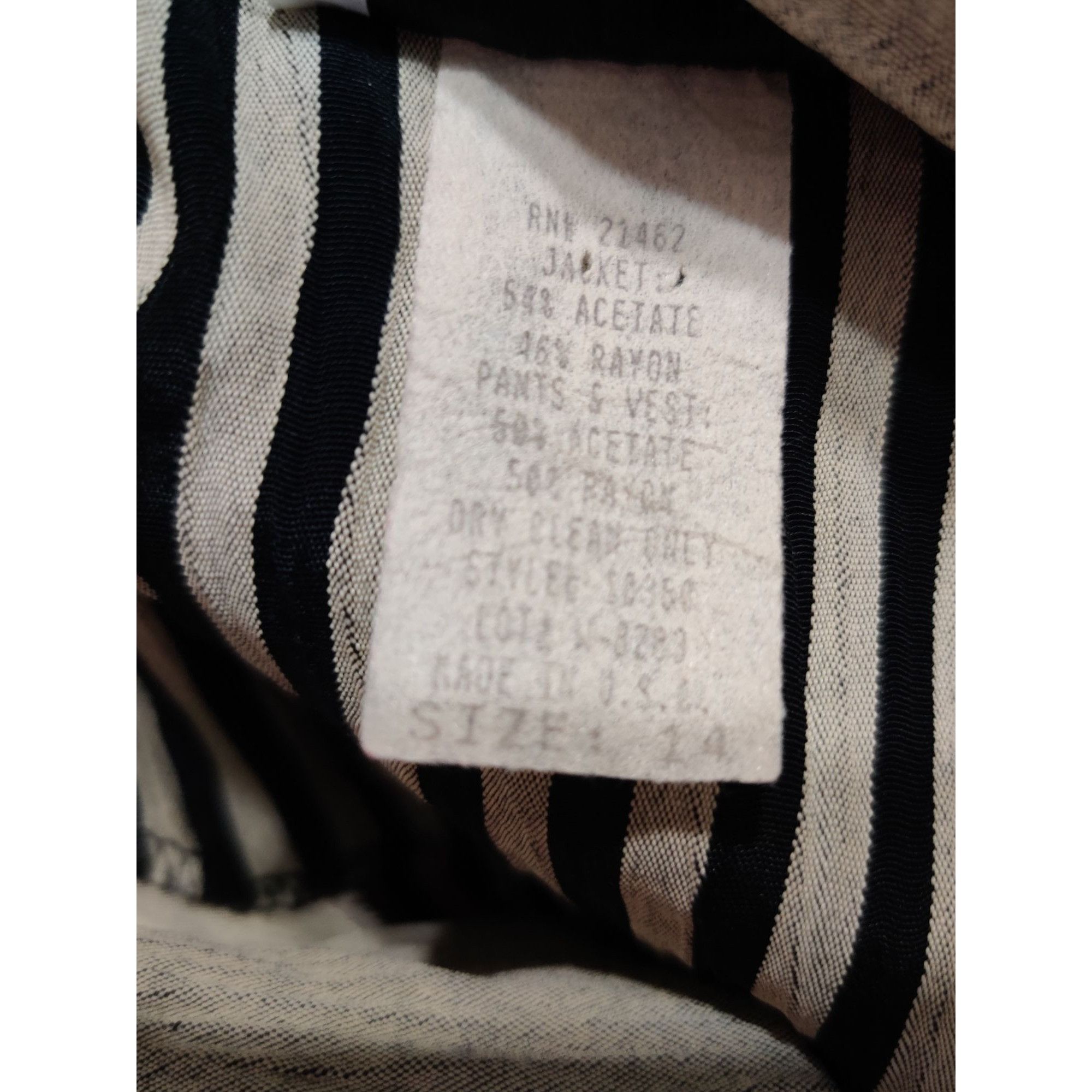 Vintage Vintage Dress Savvy NY 14 Black Beige Striped Blazer Vest Co Size XL / US 12-14 / IT 48-50 - 9 Thumbnail
