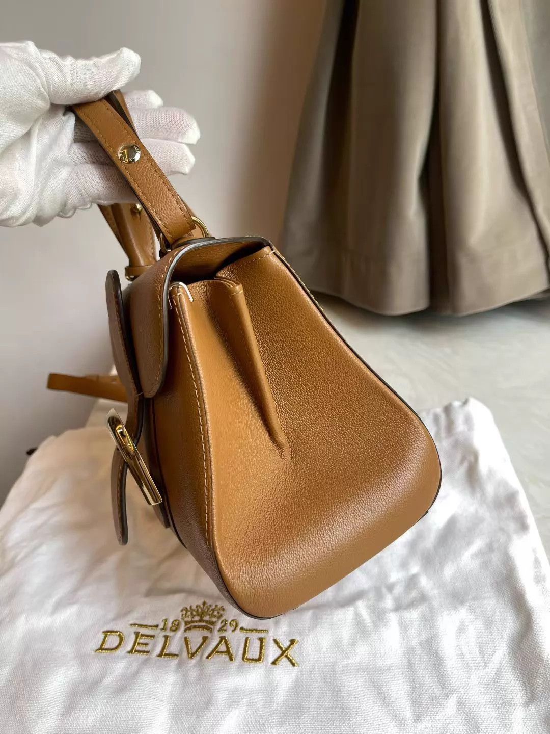 Delvaux DELVAUX Mini Brillant women's Caramel Litchi Gold Shoulder Size ONE SIZE - 4 Thumbnail