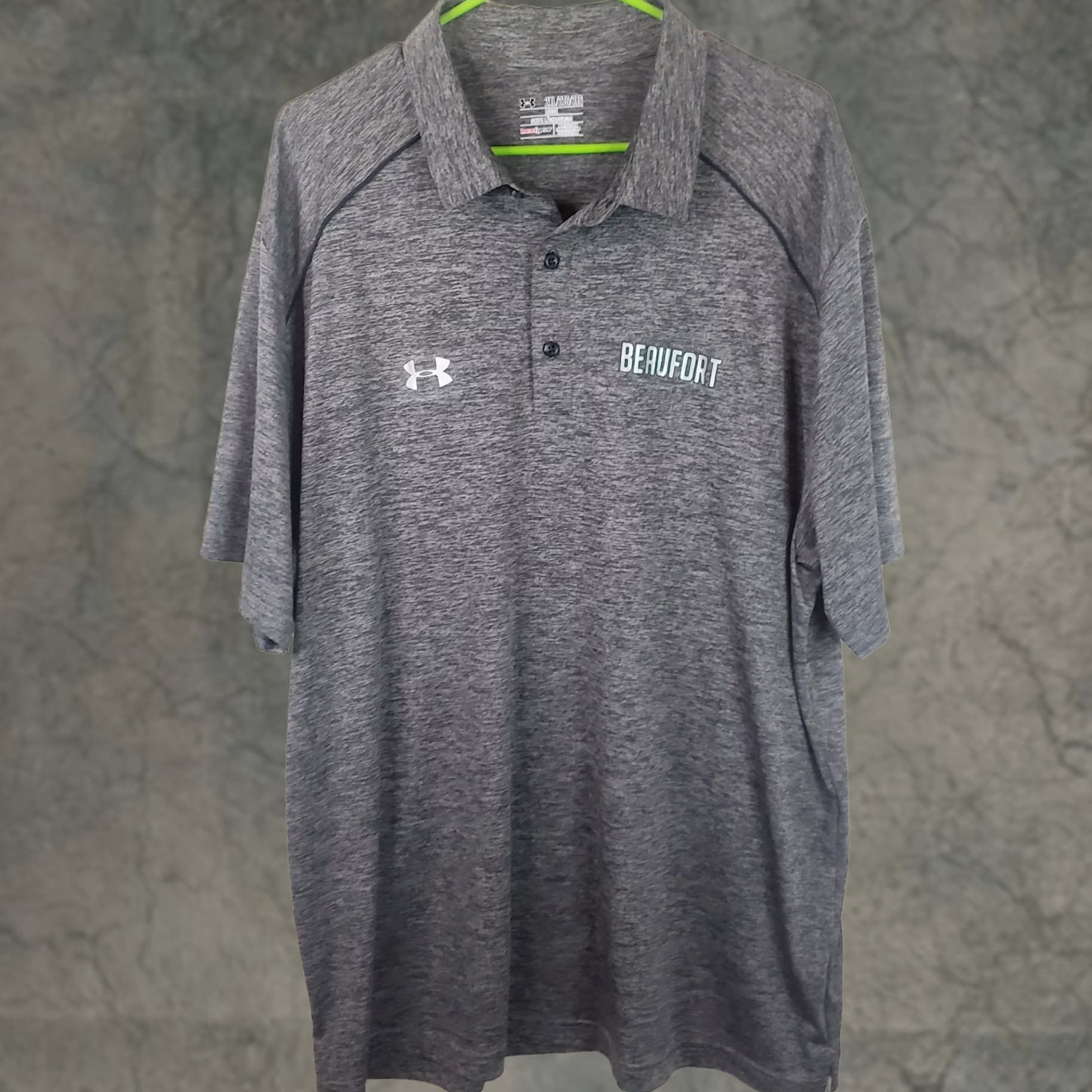 Under Armour Under Armour Polo Shirt Men's 2XL Gray Heathered Loose Short Sleeve Heatgear Beaufort SC Size US XXL / EU 58 / 5 - 1 Thumbnail