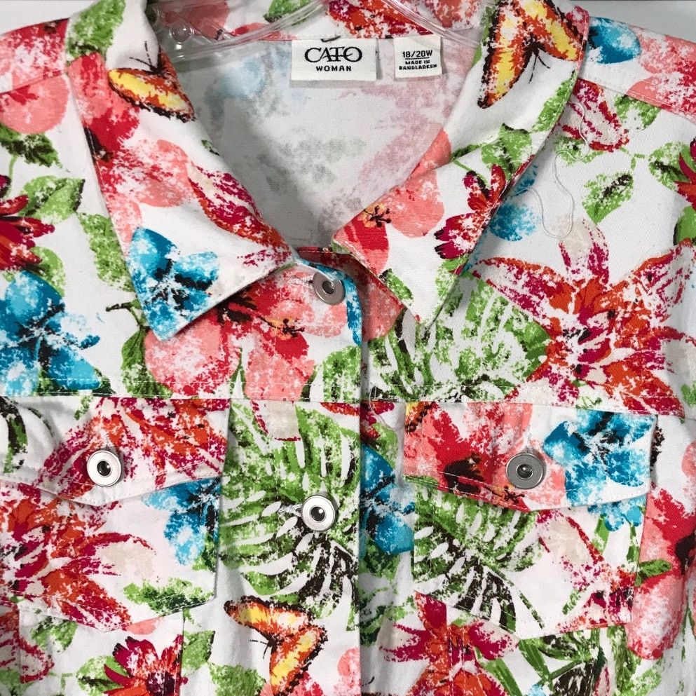 Other Cato Denim Floral Collared Long Sleeve Jacket Women 18/20W Size XXL / US 16-18 / IT 52-54 - 6 Thumbnail