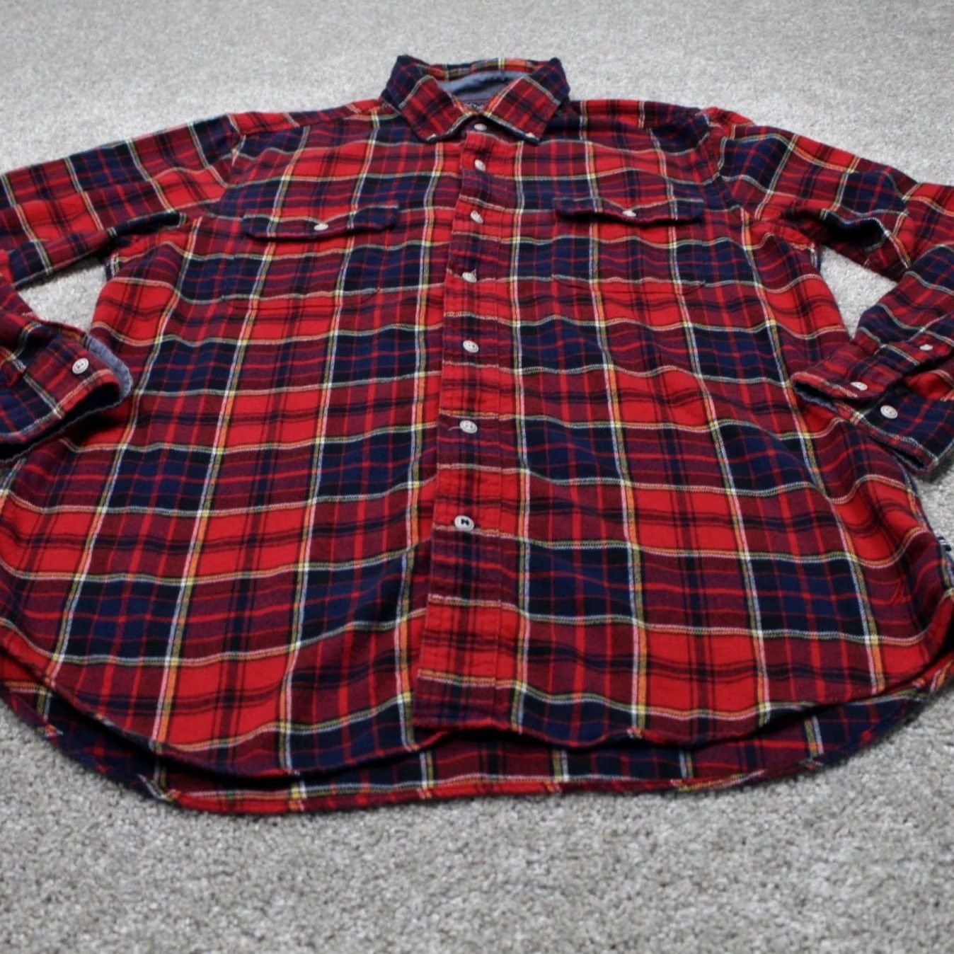 Nautica Nautica Mens Medium Red/Blue Plaid Flannel 100% Cotton Long Sleeve Button Size US M / EU 48-50 / 2 - 3 Thumbnail
