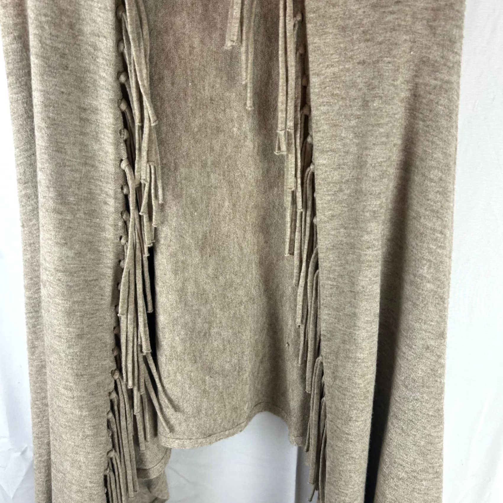 Vintage Roffe Accessories Vest Women One Size Tan Heathered Knit Open Front Fringe Casual Boho Western Size ONE SIZE - 2 Thumbnail