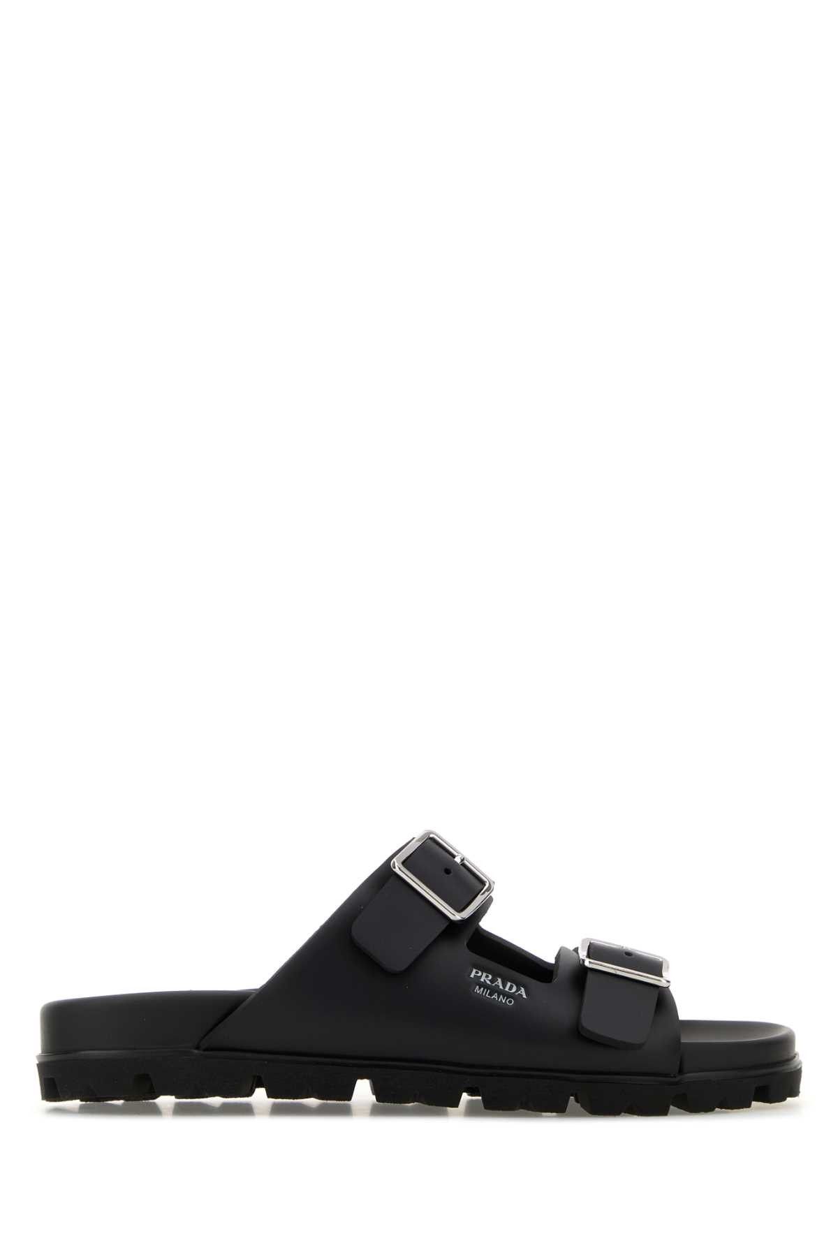 Prada Black Leather Slippers Size US 10 / IT 40 - 1 Thumbnail