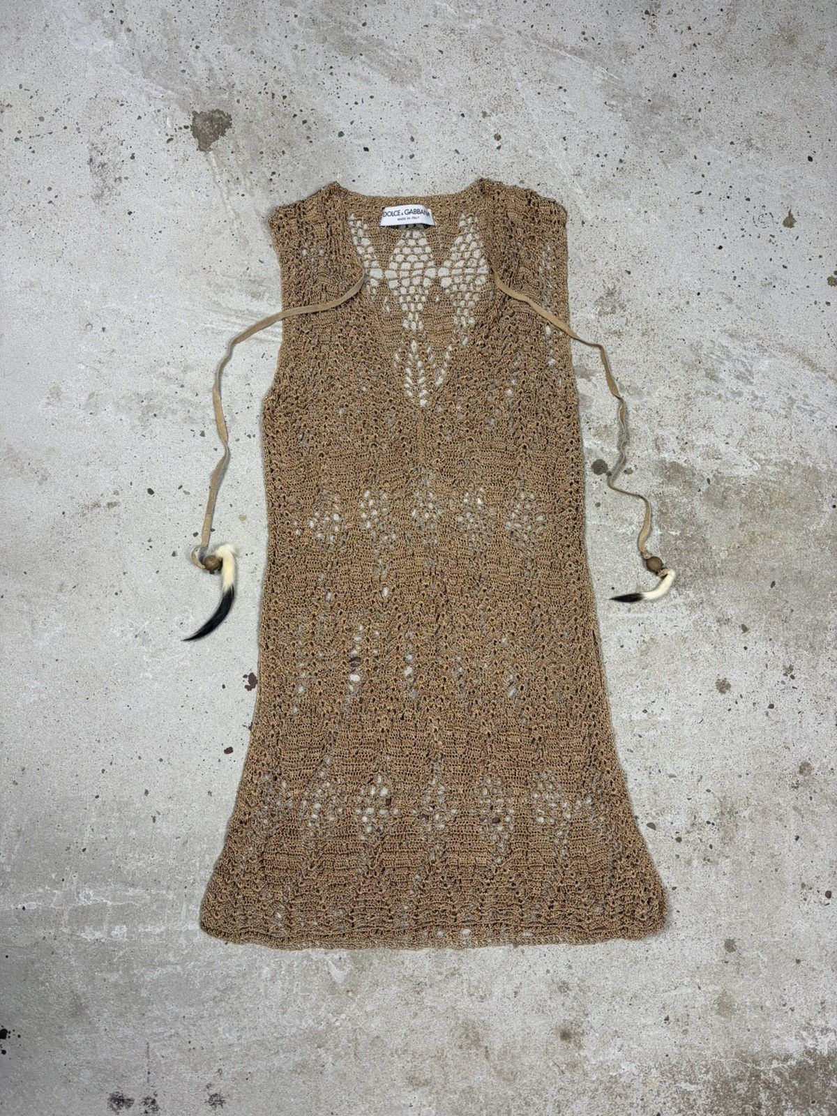 Dolce & Gabbana Rare SS 1997 Dolce & Gabbana Sheer Knit Crochet Mini Dress Size S / US 4 / IT 40 - 1 Thumbnail