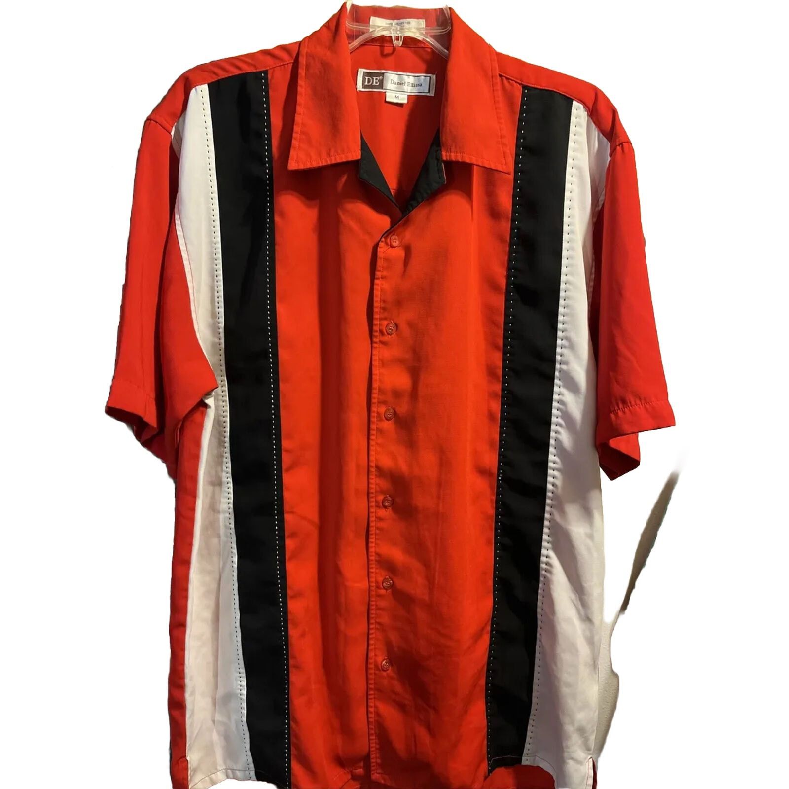 Other Daniel Ellisa Men's M Red Stripe SS Polyester Bowling Shirt Size US M / EU 48-50 / 2 - 1 Thumbnail