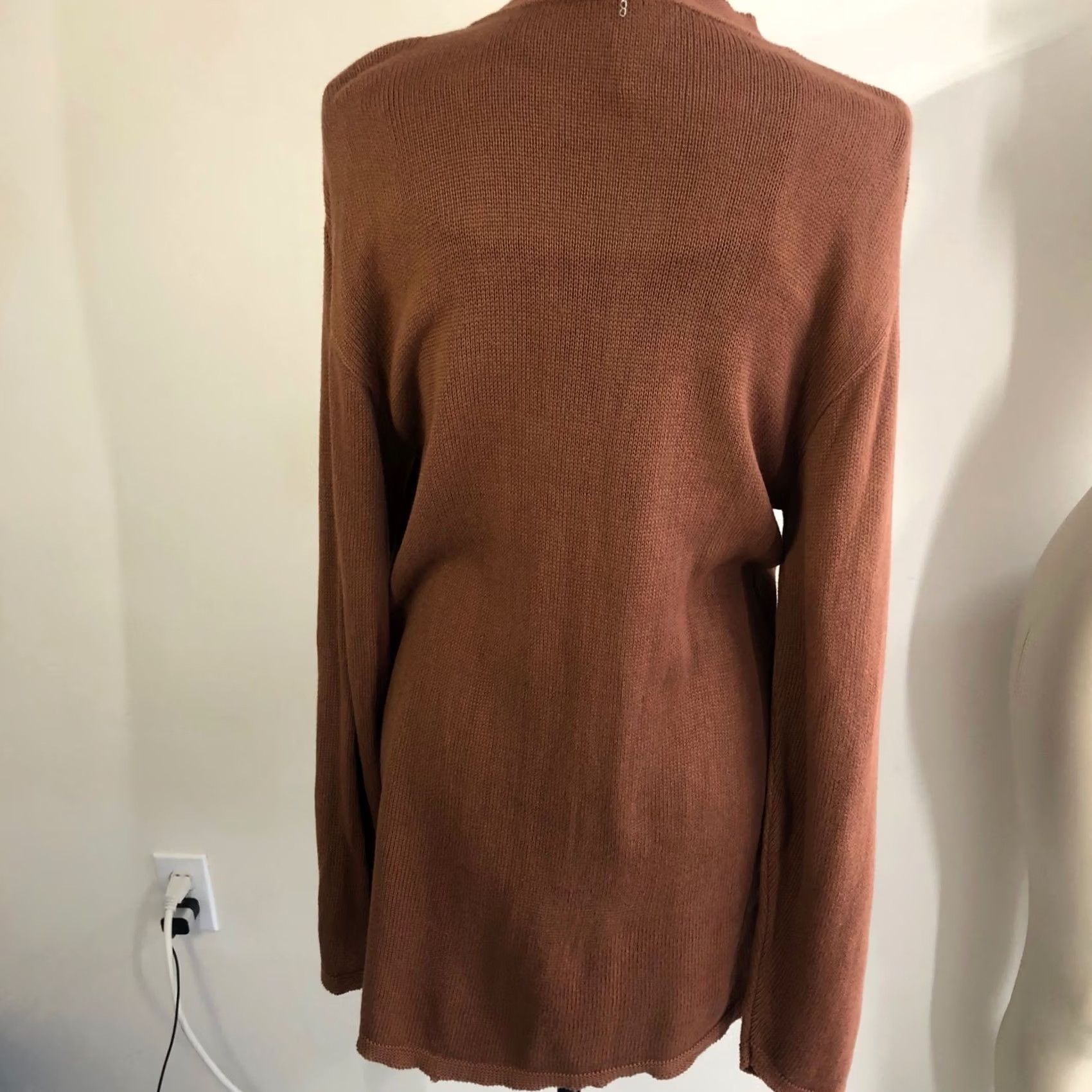 Vintage 90s Chava Comfort Sweater M Unisex Open Knit Longline Tunic Rust Tan Brown, Women's — image 3 of 6