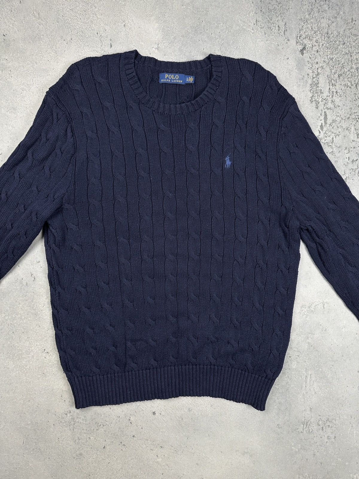 Polo Ralph Lauren Polo Ralph Lauren Navy Cable Knit Cotton Sweater y2k Preppy Size US L / EU 52-54 / 3 - 4 Thumbnail