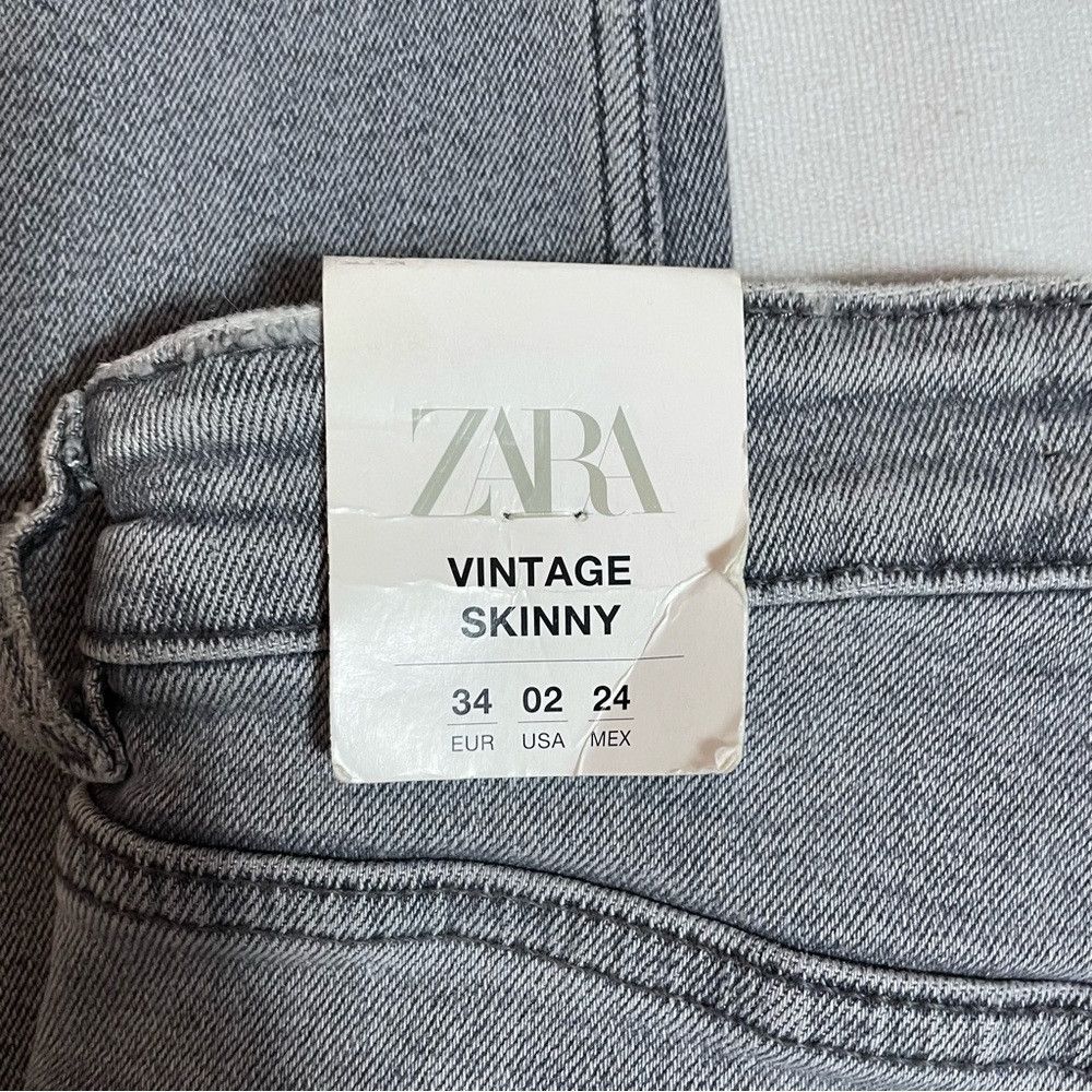 Zara NWT New Zara Hi-Rise Ankle Length Vintage Skinny Grey Jeans Size 26" / US 2 / IT 38 - 6 Thumbnail