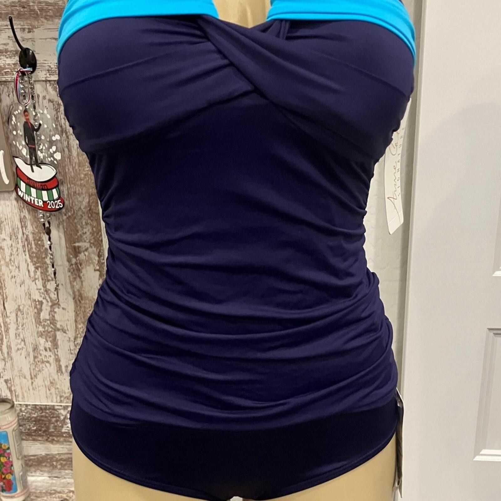 Other Anne Cole Navy with Aqua Twist-Front 2-Piece Swim Size ONE SIZE - 10 Thumbnail