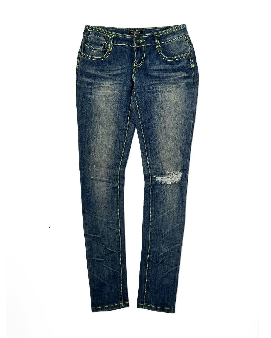 Balmain Balmain Decarnin Rust Washed Contrast Stitch Skinny Jeans Size 26" / US 2 / IT 38 - 1 Thumbnail