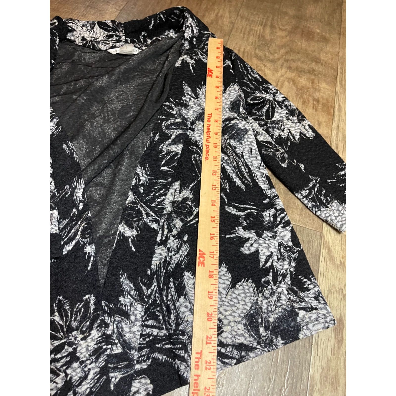 Vintage Peter Nygard Cover Up Womens Small S Black Long Sleeve Floral 3/4 Open Front Beach Sanitary? Size S / US 4 / IT 40 - 2 Thumbnail