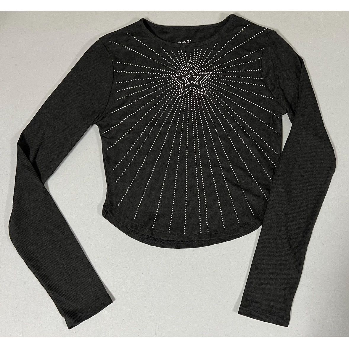 rue21 Black Diamond Star Long Sleeve T-Shirt Top Blouse Size S ⭐️✨ Size S / US 4 / IT 40 - 2 Thumbnail
