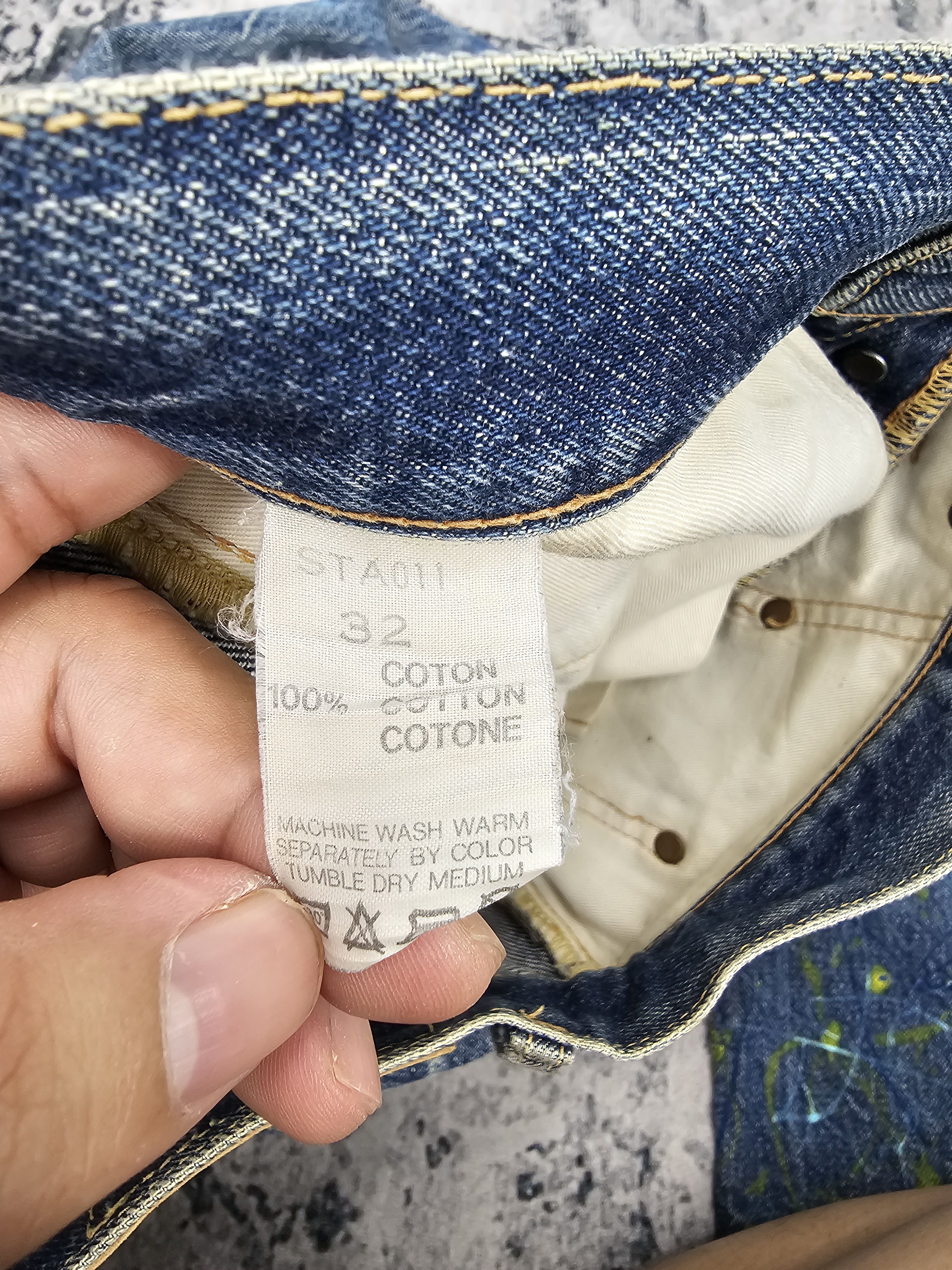 Japanese Brand ACOUSTIC Selvedge Redline Paint Splash Ripped Jeans JB0315 Size US 32 / EU 48 - 17 Thumbnail