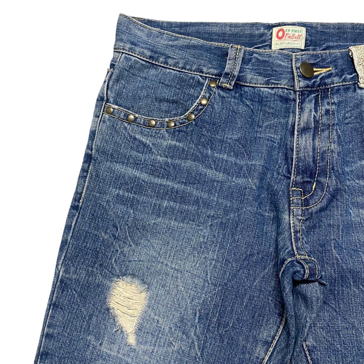 Japanese Brand OZZ FIRST PINBALL Denim Flare Jeans Studded Size US 34 / EU 50 - 4 Thumbnail