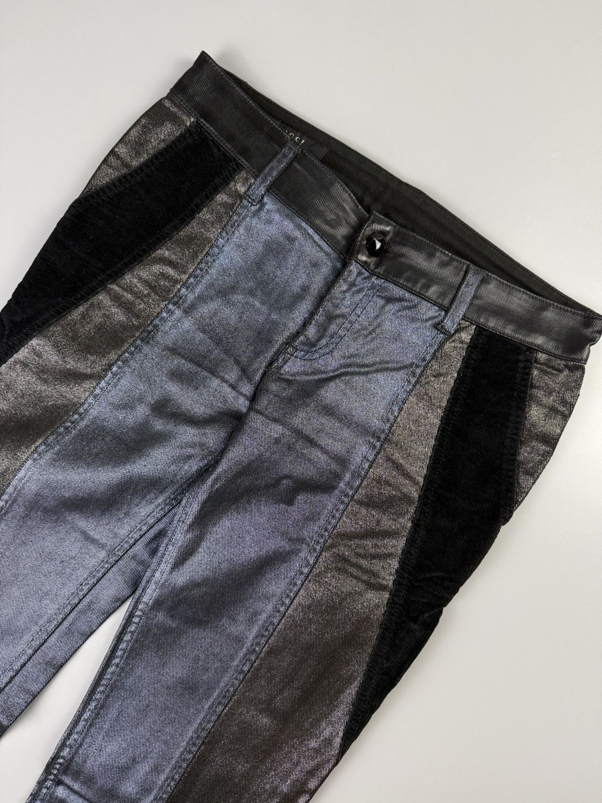 Gucci Gucci 2009 Metallic Blue Corduroy Panel Pants Size 30" / US 8 / IT 44 - 3 Thumbnail