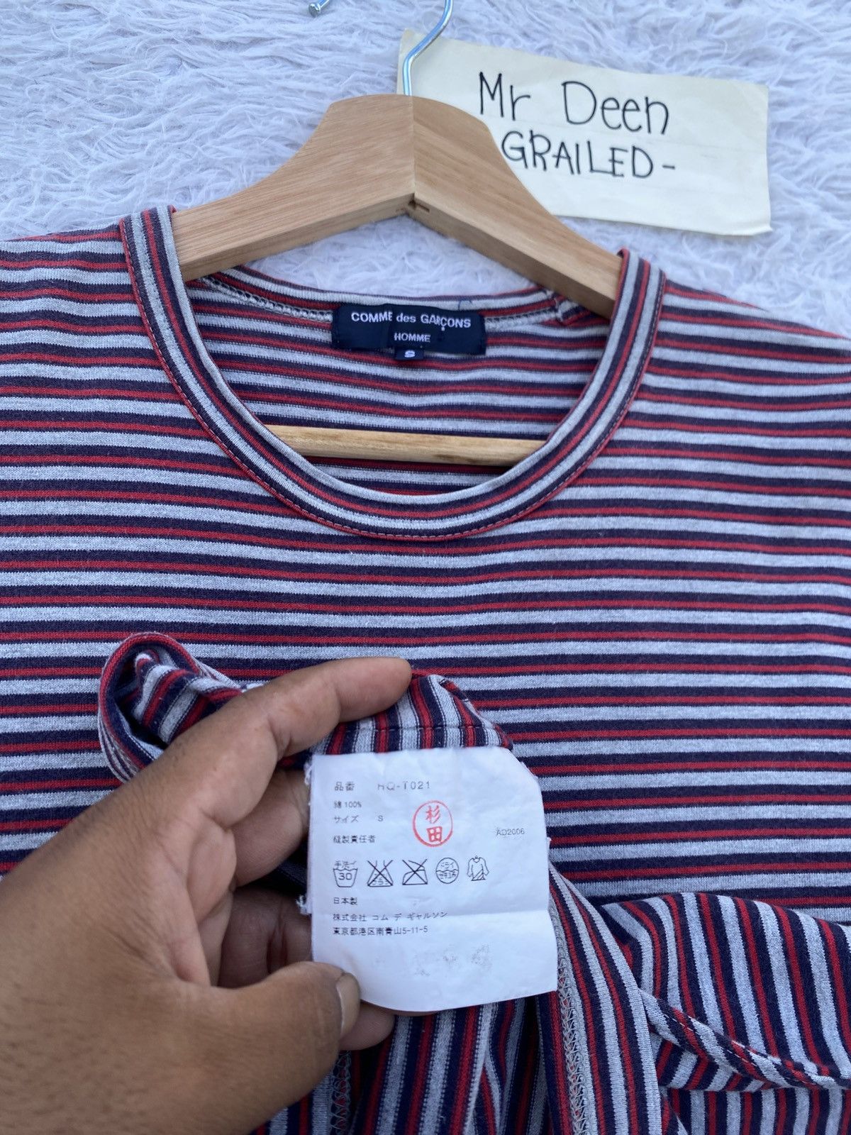 Comme des Garcons Homme Plus Rare AD2006 Comme Des Garcons Homme Stripes Tshirt Size US S / EU 44-46 / 1 - 13 Thumbnail