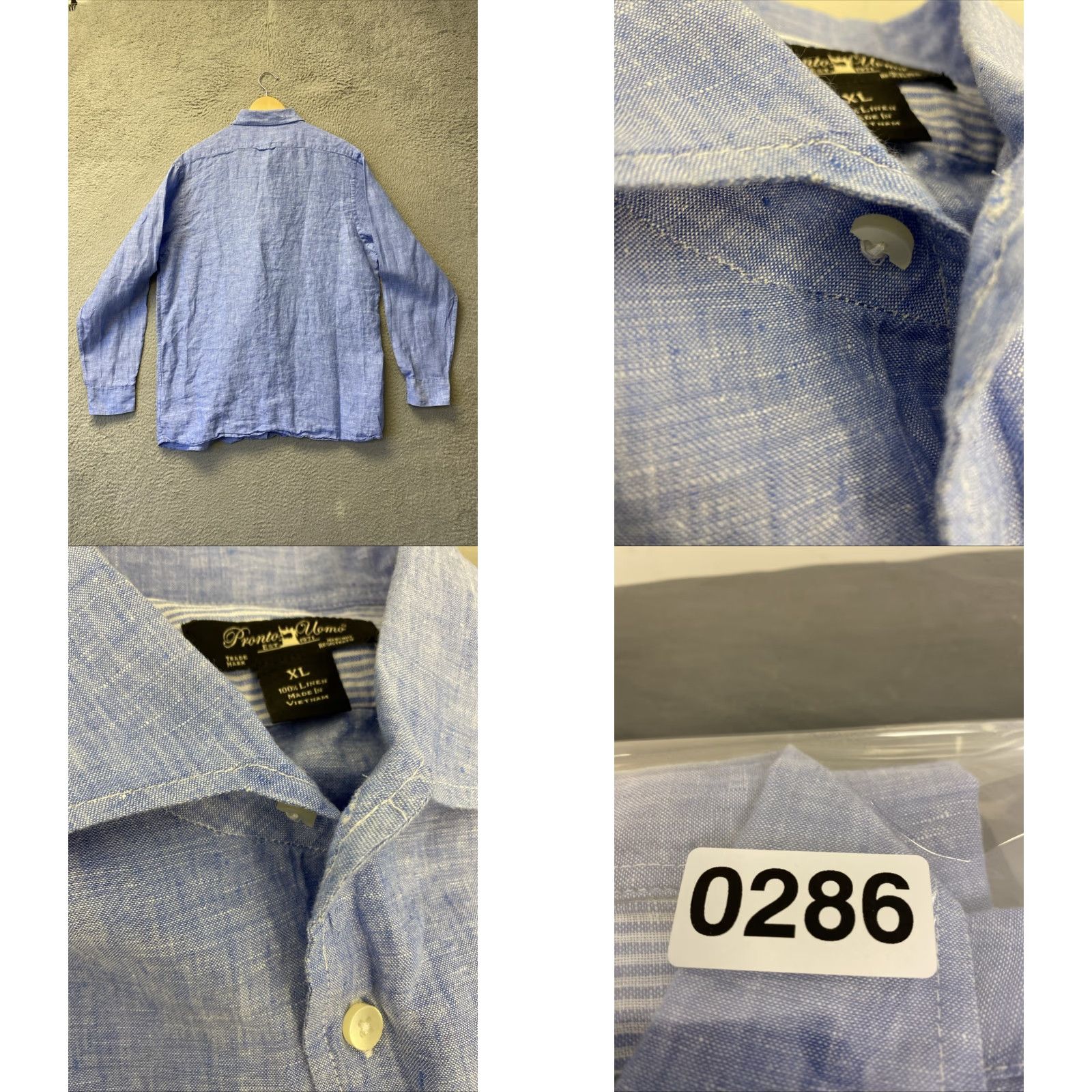 Pronto Uomo Pronto Uomo Shirt XL Blue Linen Button Front Long Sleeve Casual Mens Size US XL / EU 56 / 4 - 8 Thumbnail