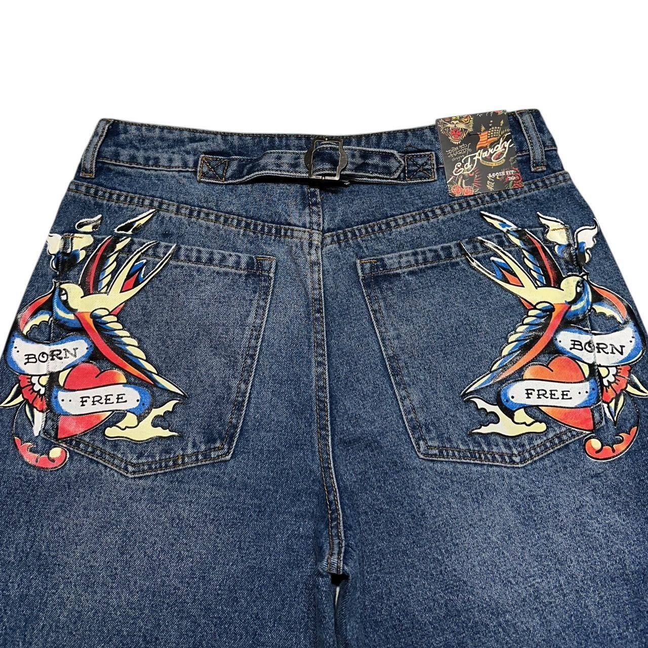 Ed Hardy × Vintage Ed Hardy Wide Leg Jeans Size 30" / US 8 / IT 44 - 3 Thumbnail