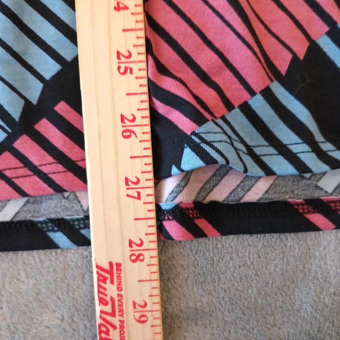 Vintage LuLaRoe Skirt Geometric 3XL Blue Pink Knee Length A-Line Pull On Women's Size 40" / US 18 - 3 Thumbnail