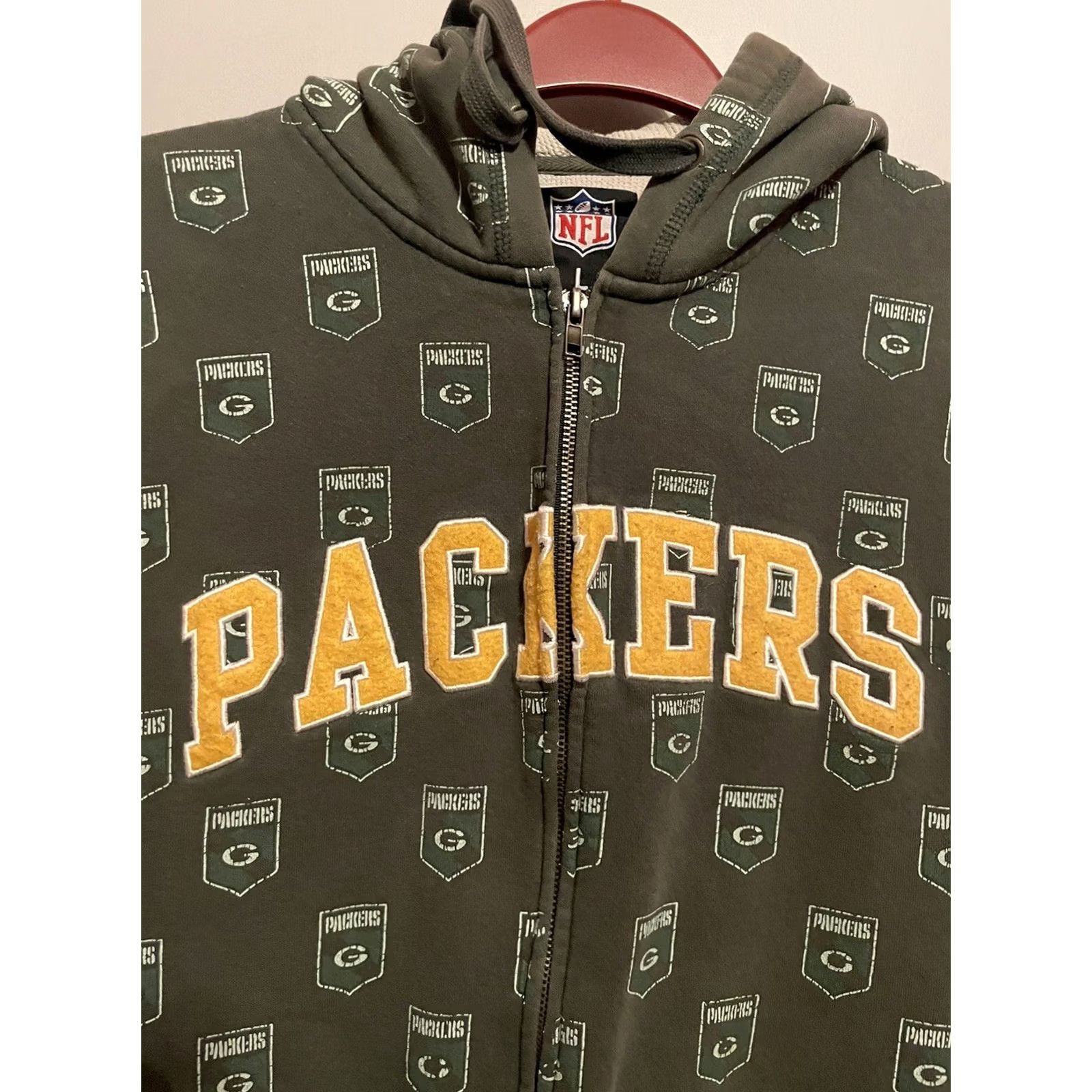 NFL GREEN BAY PACKERS Hoodie Full Zip NFL Jacket L Green Patches Embroidered Men XL? Size US L / EU 52-54 / 3 - 2 Thumbnail