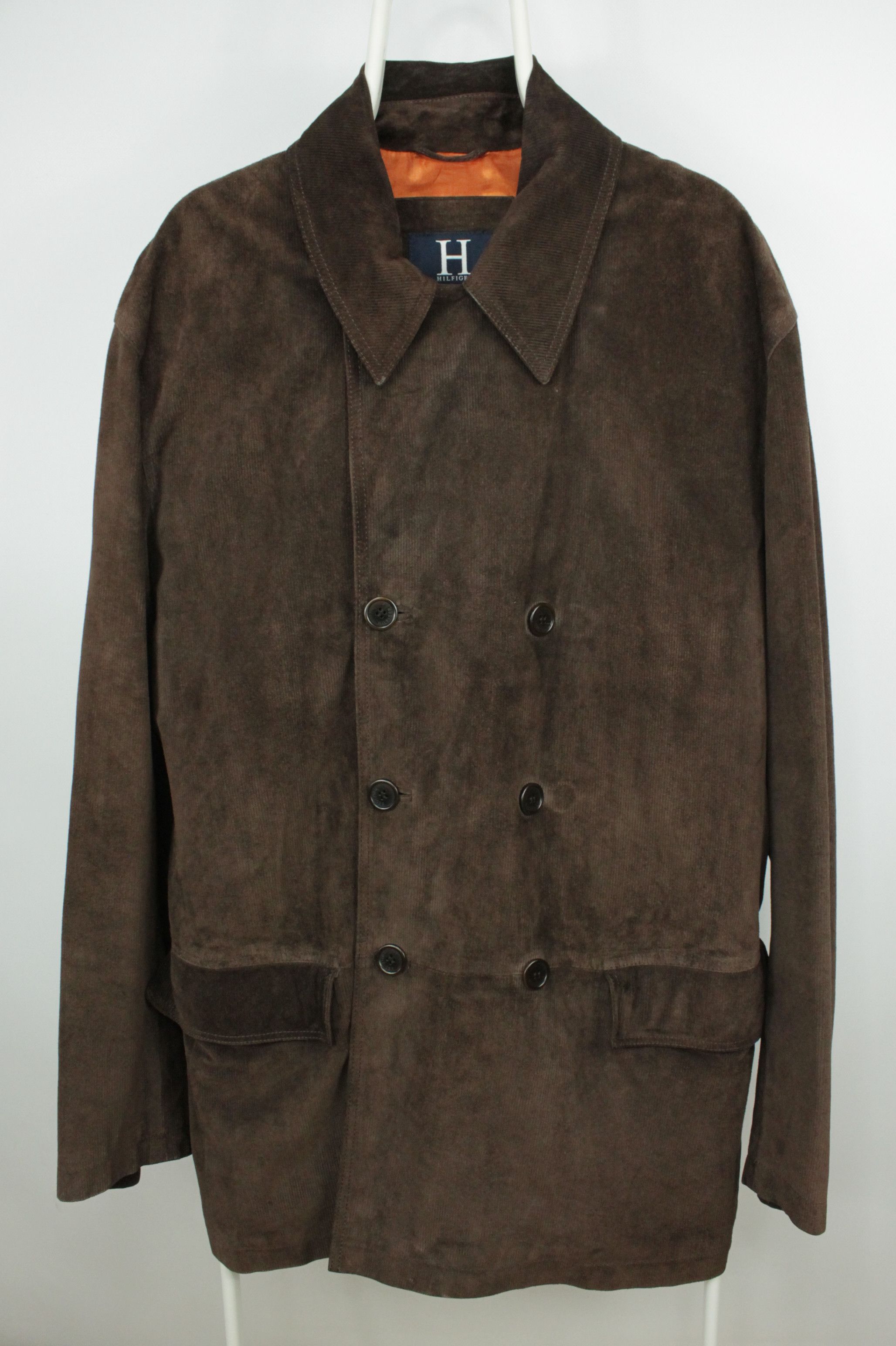 Tommy Hilfiger Tommy Hilfiger Brown Corduroy Leather Double-Breasted Jacket Size US XL / EU 56 / 4 - 2 Thumbnail